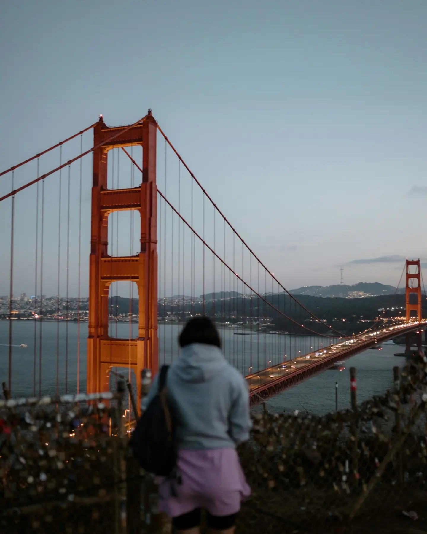 The Golden Gate Bridge at dusk