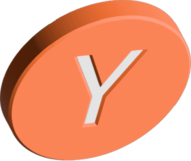 Decorative Y Combinator coin at the bottom