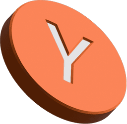 Decorative Y Combinator coin on the left side