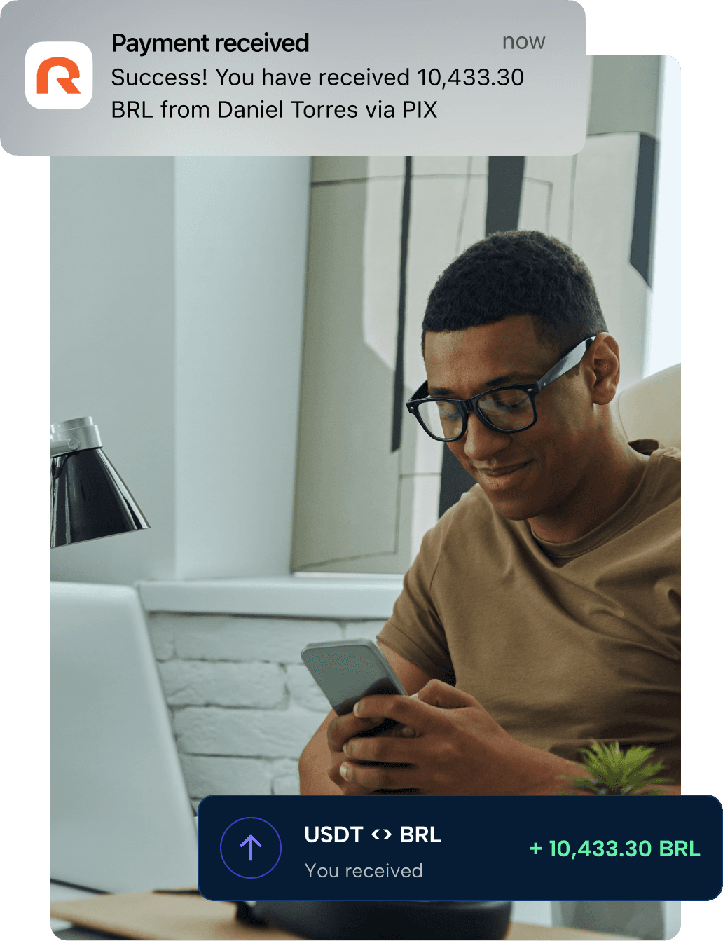 Person using phone to receive money